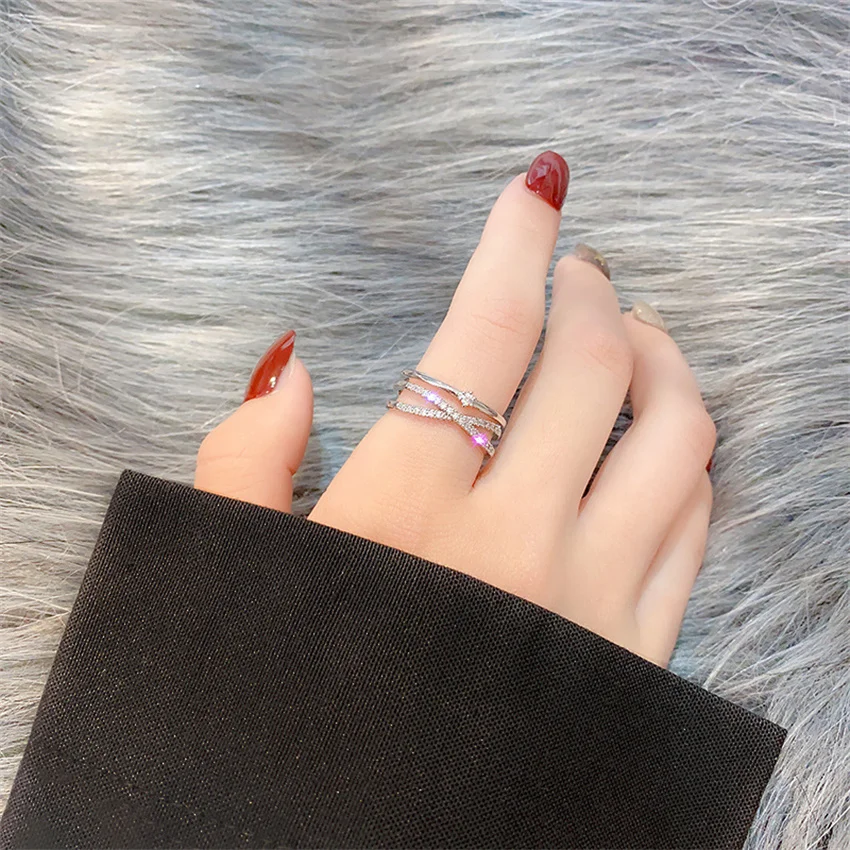 

Circle ring girl personality fashion flash diamond zircon woman index finger ring