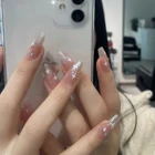 24 шт Искусственные ногти Серебристая звезда отсоединения ногтей рук накладные ногти для ног, Пресс для ногтей, для нанесения с помощью клея для лака для ногтей, DecoractionsNail для украшения кончиков ногтей с клеем