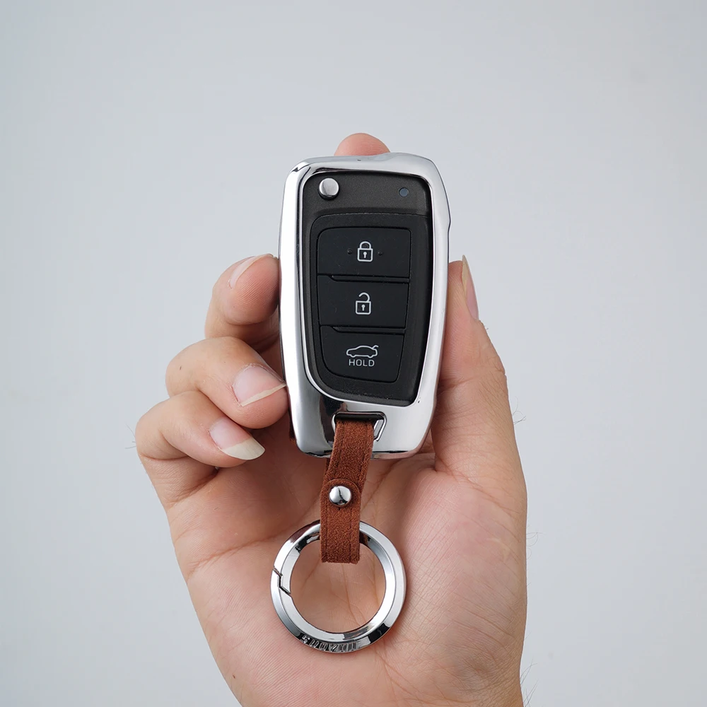 Круглый защитный чехол для ключа Caar Hyundai Solaris Elantra i30 i35 i40 Tucson Kona 2015 2016 2017 2018 2019