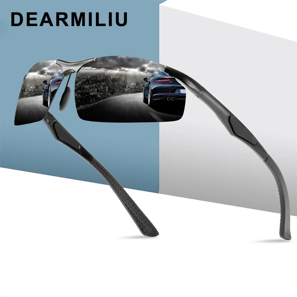 Мужские поляризационные очки DEARMILIU солнцезащитные без оправы из алюминиево