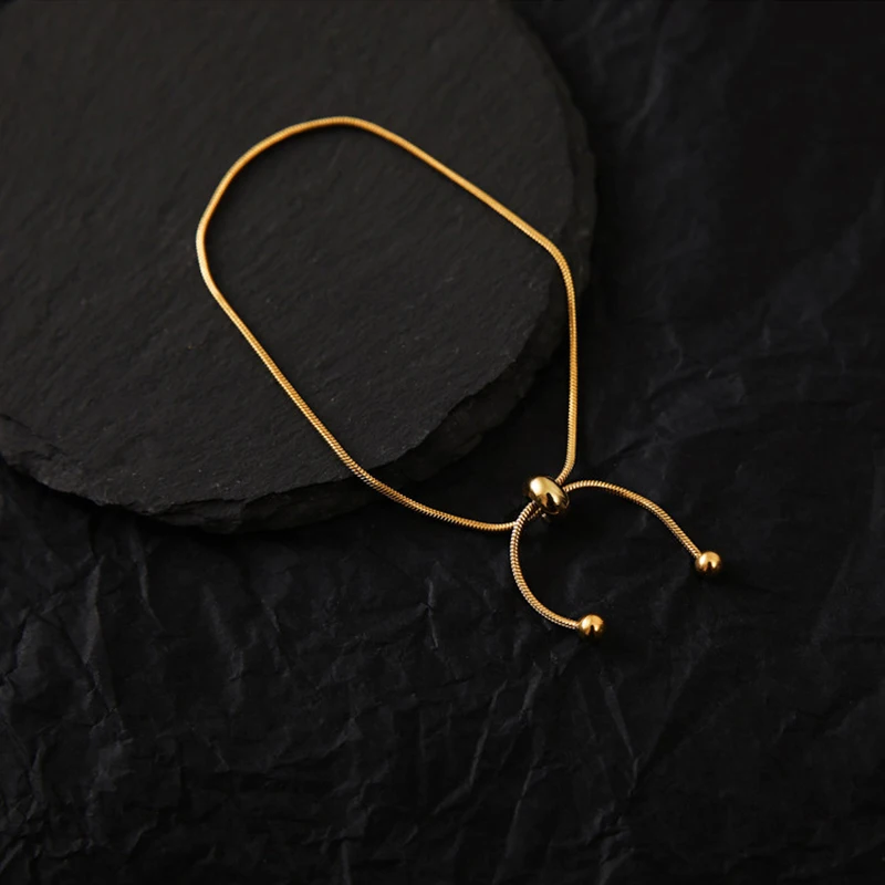 

Non-fading Retro Simple Adjustable Drawstring Bracelet Women Niche Design Titanium Steel Gold Plated Bracelets