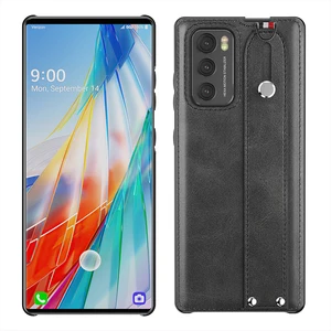 hand band case for lg wing wrist strap phone holder stand luxury coque pu leather back cover fundas for lg wing accessories free global shipping