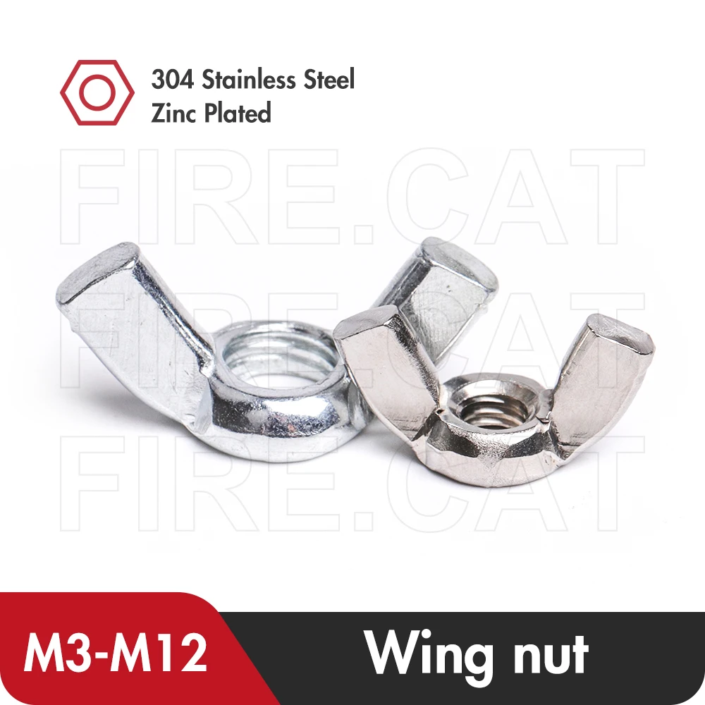 304 Stainless Steel Butterfly Wing Nut M3 M4 M5 M6 M8 M10 M12 1/2/5/10 Pcs Metric Threaded Zinc Plated Wingnut Ram Screw Nuts |