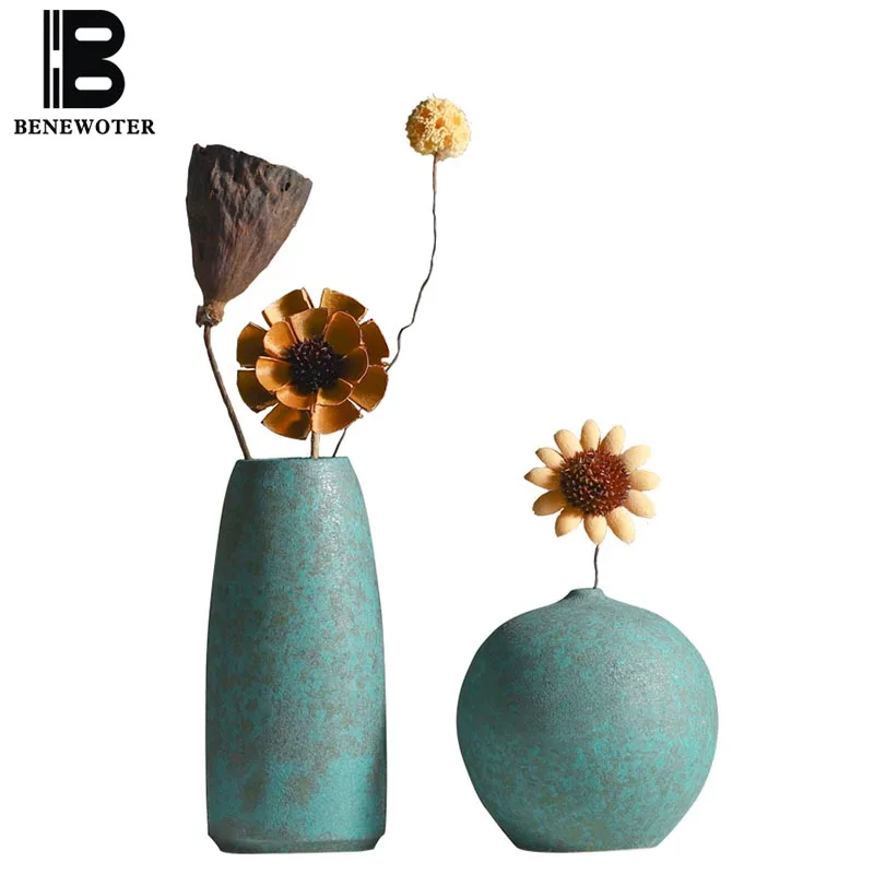 

Zen Retro Ceramic Coarse Pottery Small Flower Vases Nordic Modern Dried Flower Vase Desktop Art Ornaments for Wedding Home Decor