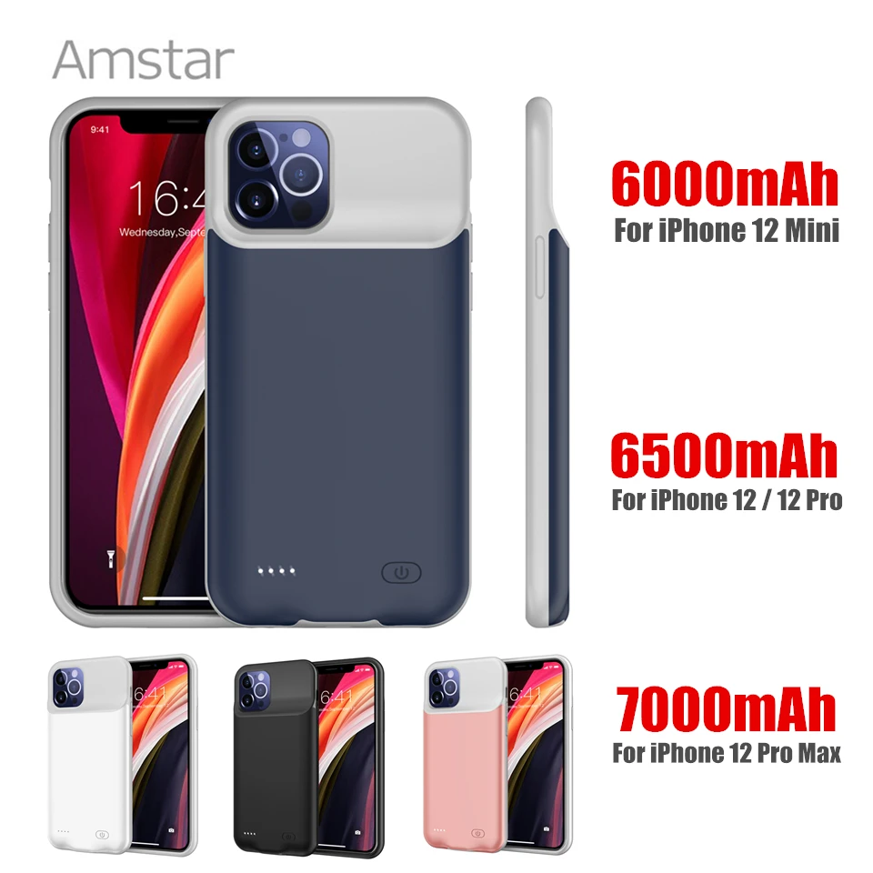 Ударопрочный чехол Amstar для зарядки аккумулятора iPhone 12 Pro Max мини внешнего