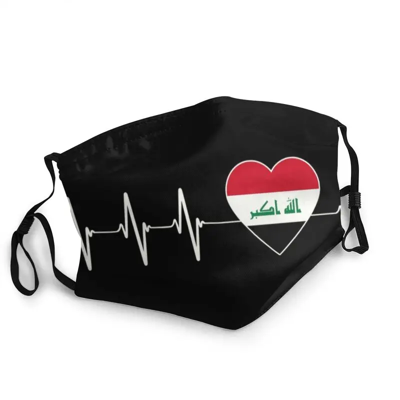 

Iraqi Heartbeat I Love Iraq Country Flag Heart Family Reusable Face Mask Anti Haze Dust Protection Cover Respirator Mouth Muffle