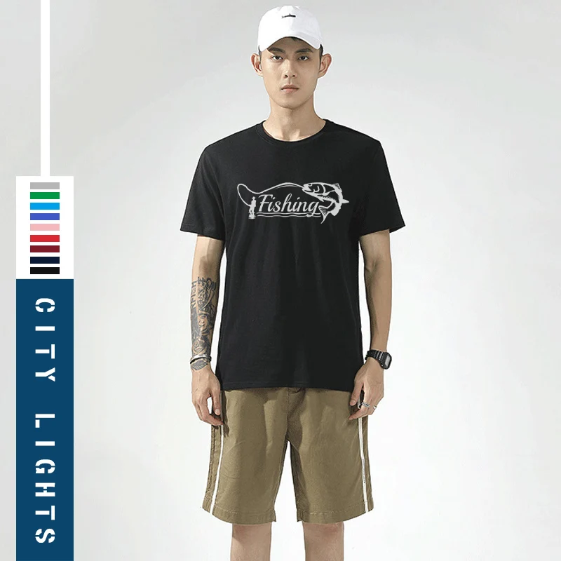 

Fishinger Summer T-shirt Funny Carp Fish Fisherman T Shirt Men Short Sleeve Cotton T-shirts Man Custom printing Tops Plus Size