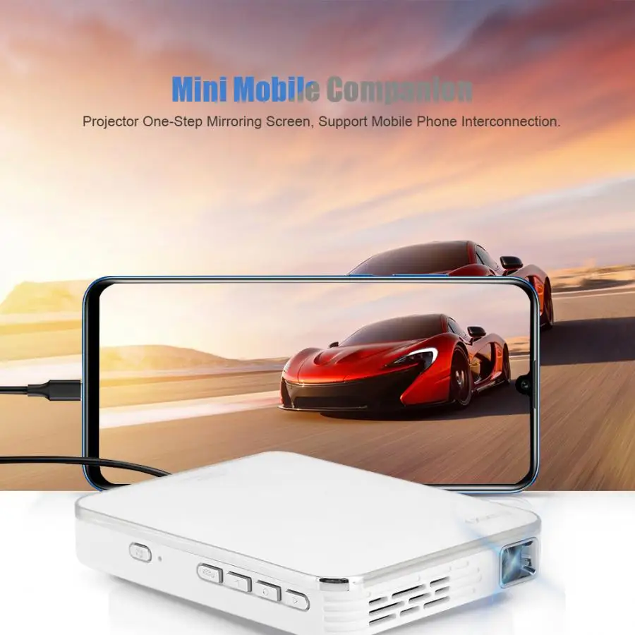 Портативный мини проектор 4K для домашнего кинотеатра с HDMI входом телефонов