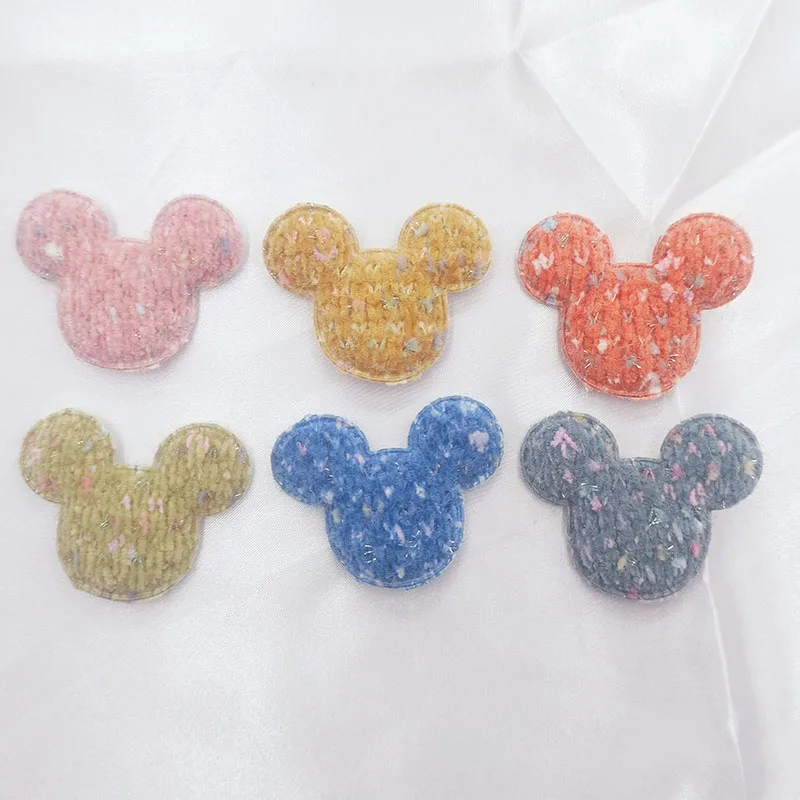 

30Pcs/Lot 5.5*4.5CM Soft Plush Mouse Head Applique for DIY Clothes Hat Shoes Sewing Patches Hairpin Band Bow Decor