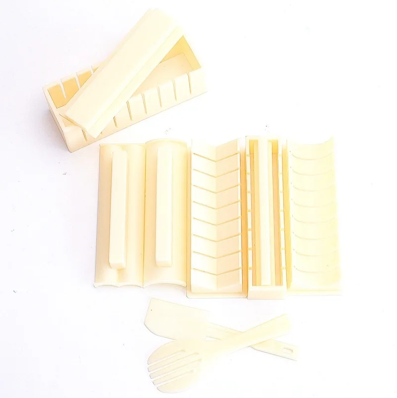 10Pcs per Set Sushi Maker Kit Rice Roll Mold Kitchen DIY Easy Chef Mould Roller Cutter 5 Shaped | Дом и сад