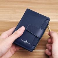 short wallet mens couple leather casual credit card clip zipper wallet cowhide new design