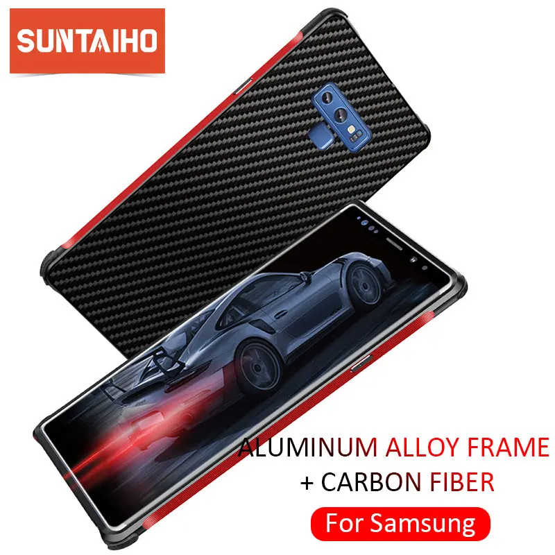 Suntaiho чехлы из углеродного волокна для телефонов Samsung Galaxy S8 S9 Plus Note 8 металлический