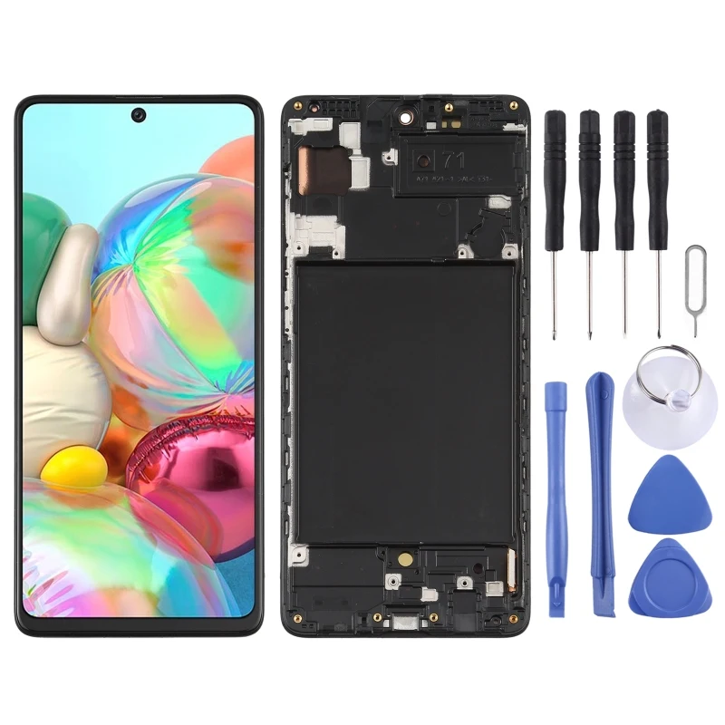 

Original Super AMOLED Material LCD Screen and Digitizer Full Assembly with / without Frame for Galaxy A71