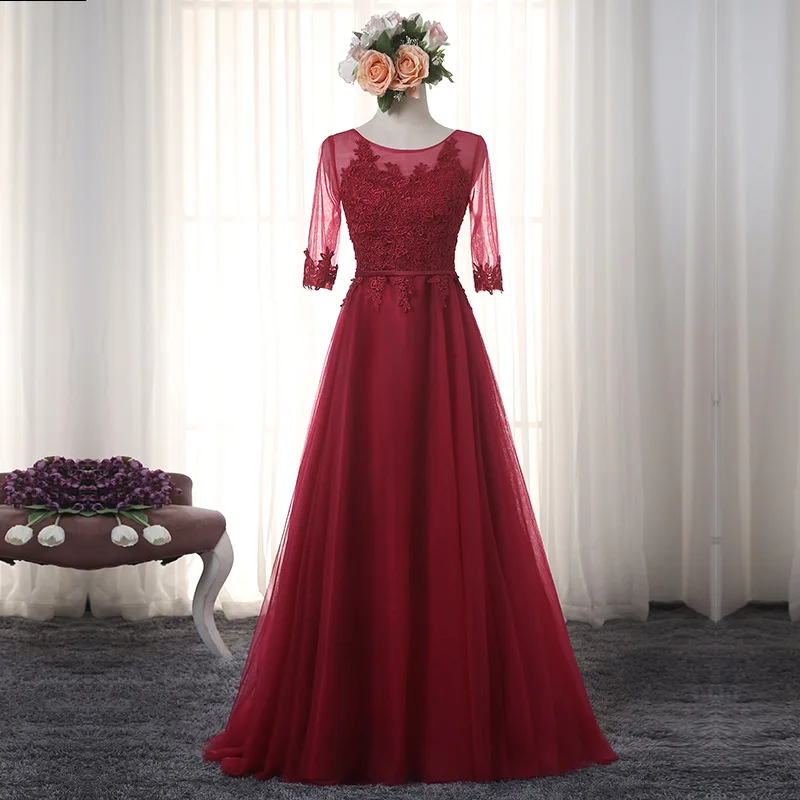 Недорогие Длинные Платья для подружек невесты с кружевной аппликацией