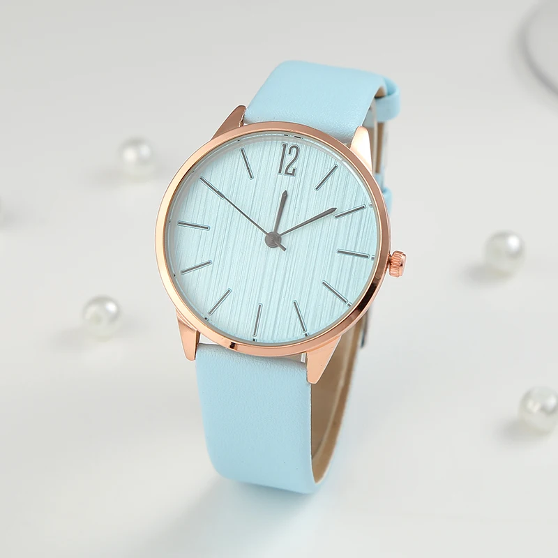 Sky Blue Модные простые 2 шт набор браслет часы женские кожаные аналоговые женские кварцевые часы на запястье часы женские часы ювелирные изделия женские часы - Цвет: Sky Blue