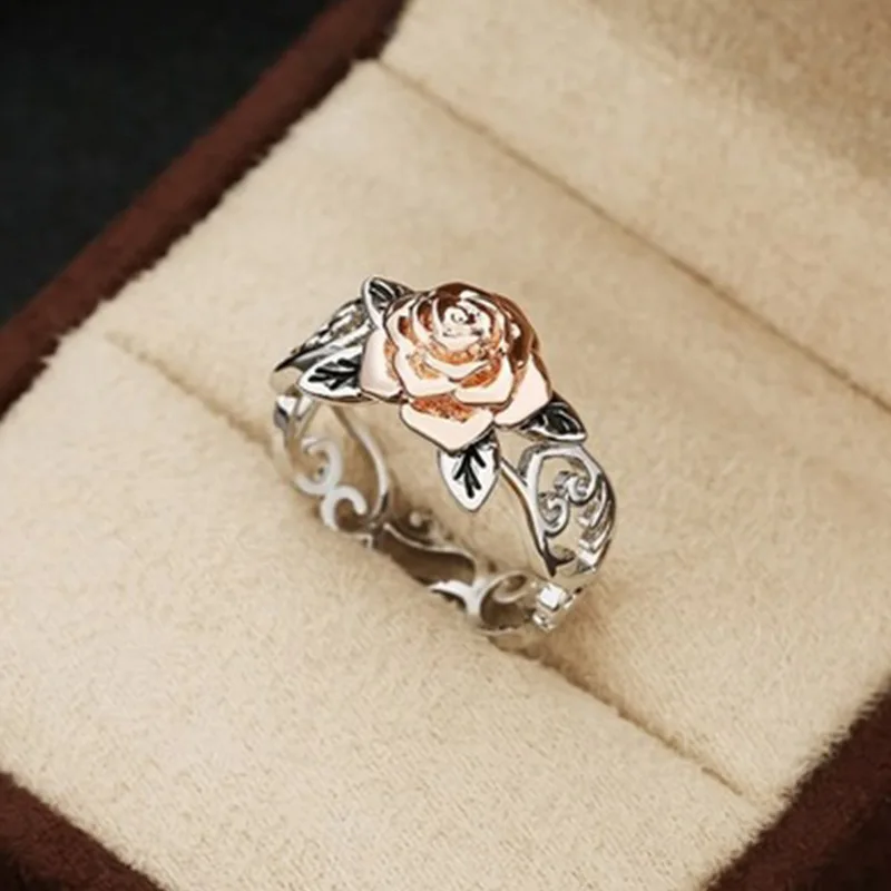 

Rose Gold Flower Ring Vintage Engagement Ring