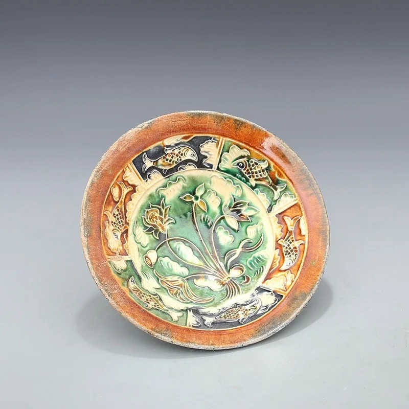 

Резная лотосовая рыба Tang Sancai с узором лотоса, Бамбуковая шляпка, чайная чаша, античный фарфор, винтажная коллекция старинной керамики