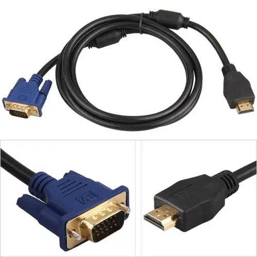 Переходник для кабеля с золотым наконечником HDMI на VGA 15pin Male 1 65 m|Кабели VGA| |