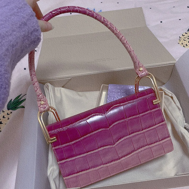 

Модные градиентные сумочки в форме багета, женские сумки на плечо, Дизайнерские Сумочки, роскошные маленькие кошельки из искусственной кож...