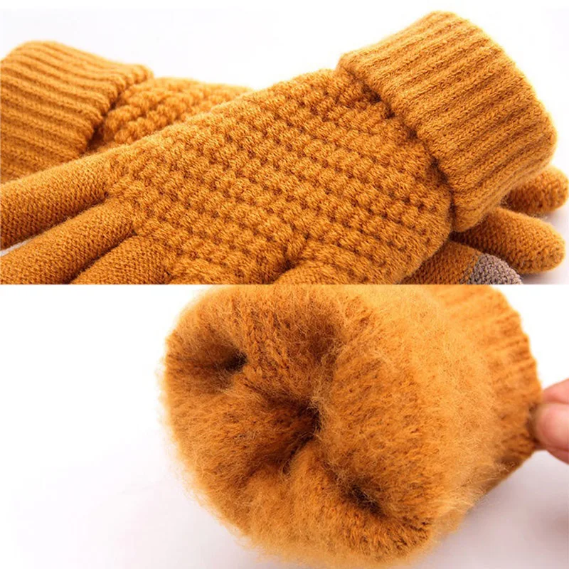 Перчатки женские двухслойные из кроличьего меха однотонные зимние | Аксессуары