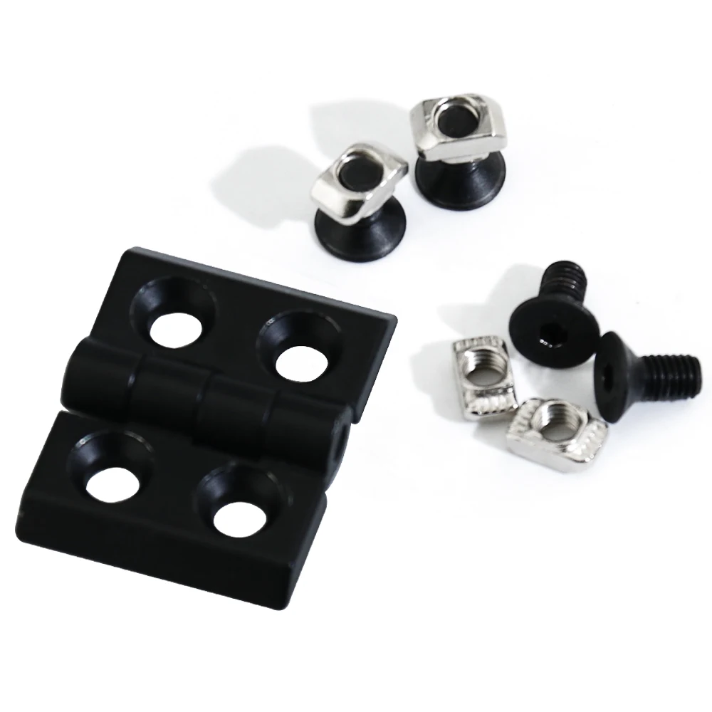 

4pcs Door Butt Hinges,Door Frame Black Metal Hinge with Screws and T nut for Aluminum Extrusion Profile 20S 30S