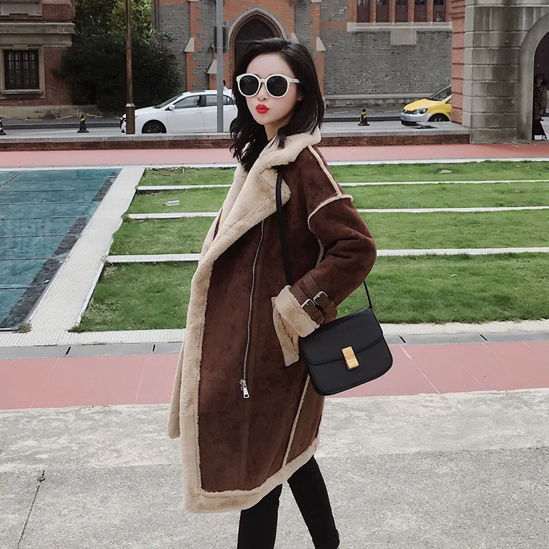 Женское пальто из искусственного меха Модное теплое зимнее овечьей шерсти в