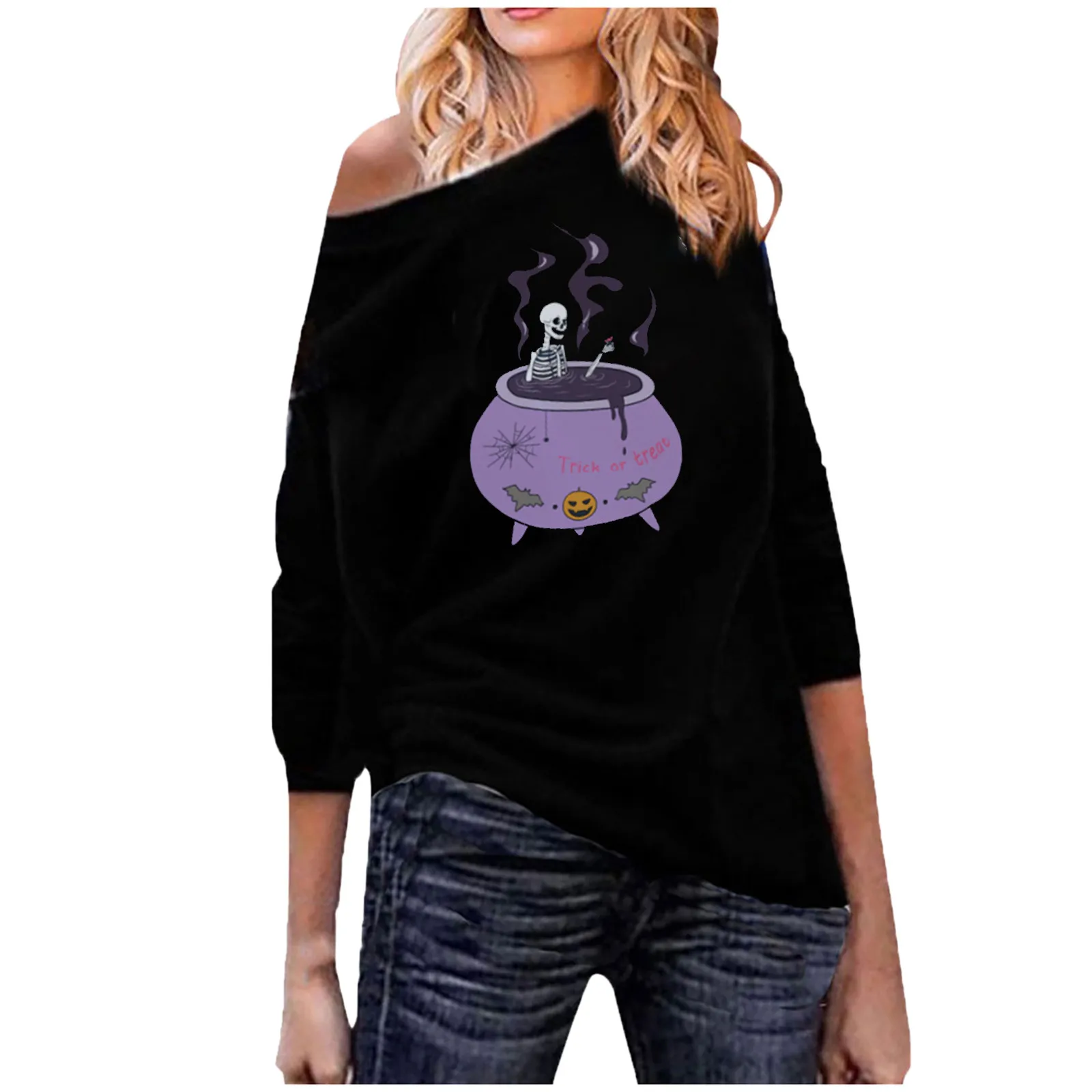 Большой свитер для Хэллоуина Модная S-3xl Толстовка в стиле хип-хоп с принтом