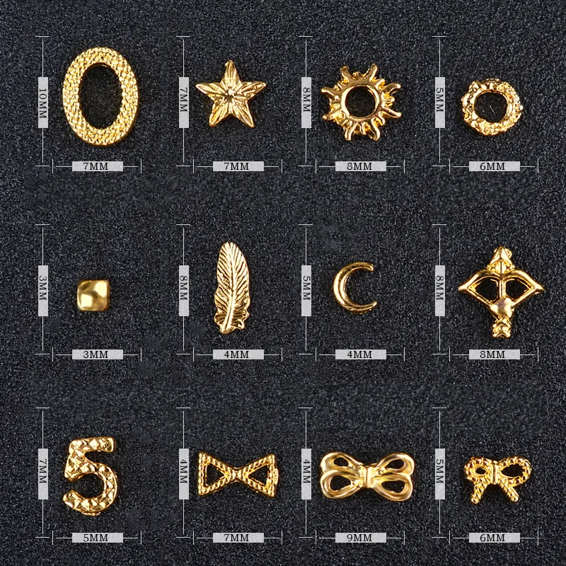 Metal Sun Moon and Stars Ornament Nail Studs 3D Nail Art Decoration Circle Manicure Nail Art for DIY#S-J112