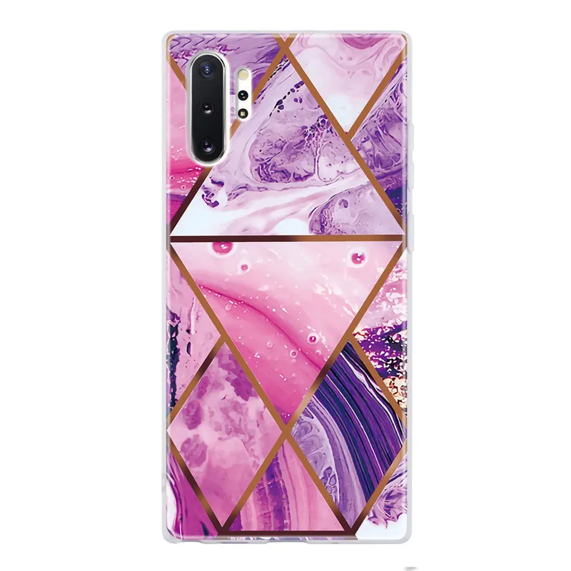 Покрытие с геометрическим рисунком Мрамор чехол для samsung Galaxy Note 10 плюс S8 S9 S10 S10E J4 J6 A6 A7 A8 A5 J3 J5 J7 Мягкий ТПУ чехол с мультипликационным рисунком - Цвет: Purple