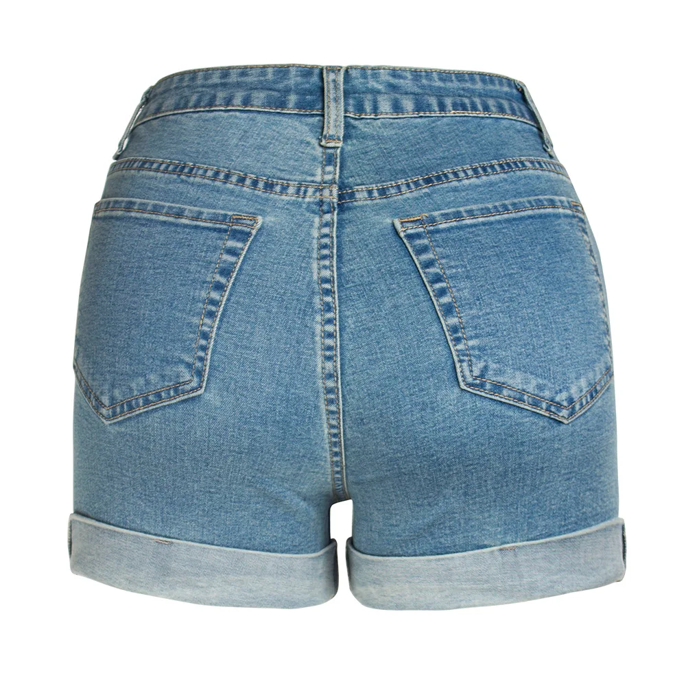 

Denim shorts curly slim pants spring and summer women's new flanging high waist jeans