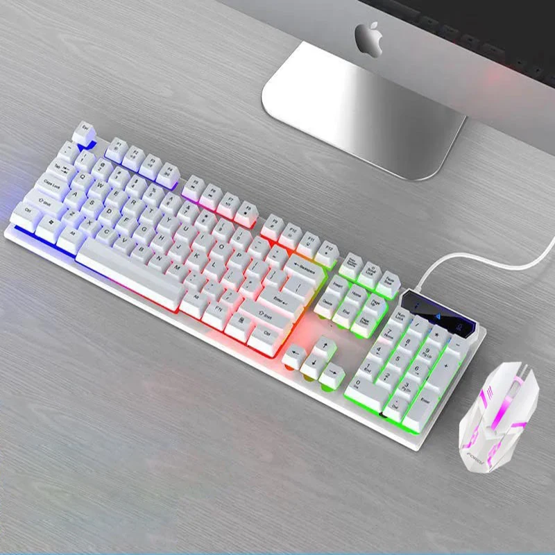 

Colorful Backlit USB Wired Gaming Keyboard and Mouse Set Suspension Mechanical Feel for PC Desktop Computer Laptop Gamer