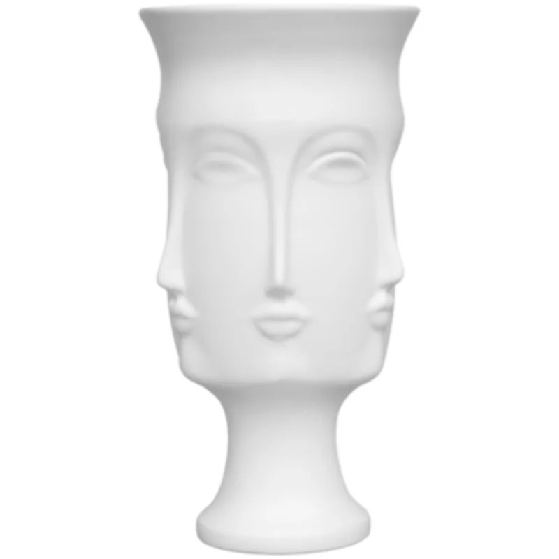 

Nordic White Ceramic Face Vase Modern Human Head Living Room Creative Flower-inserting Device Home Decorative Flower Pot Jar