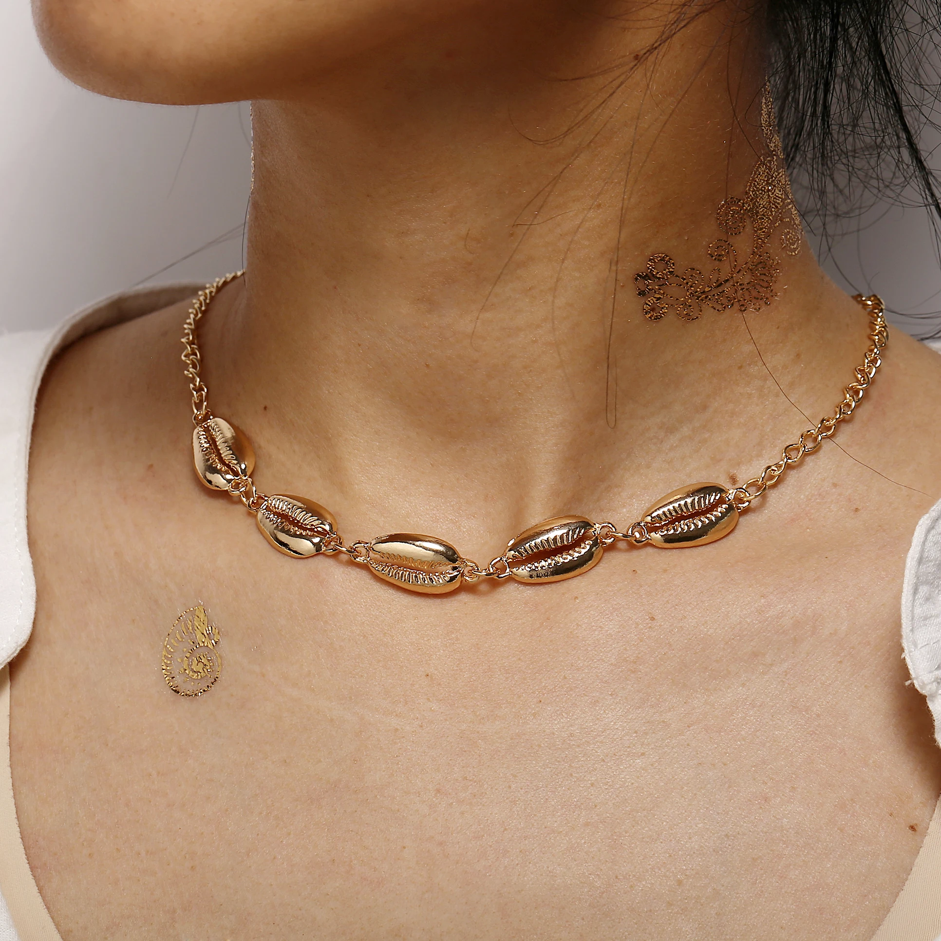 Ожерелье-чокер в богемном стиле форме животных ожерелье виде раковины морской