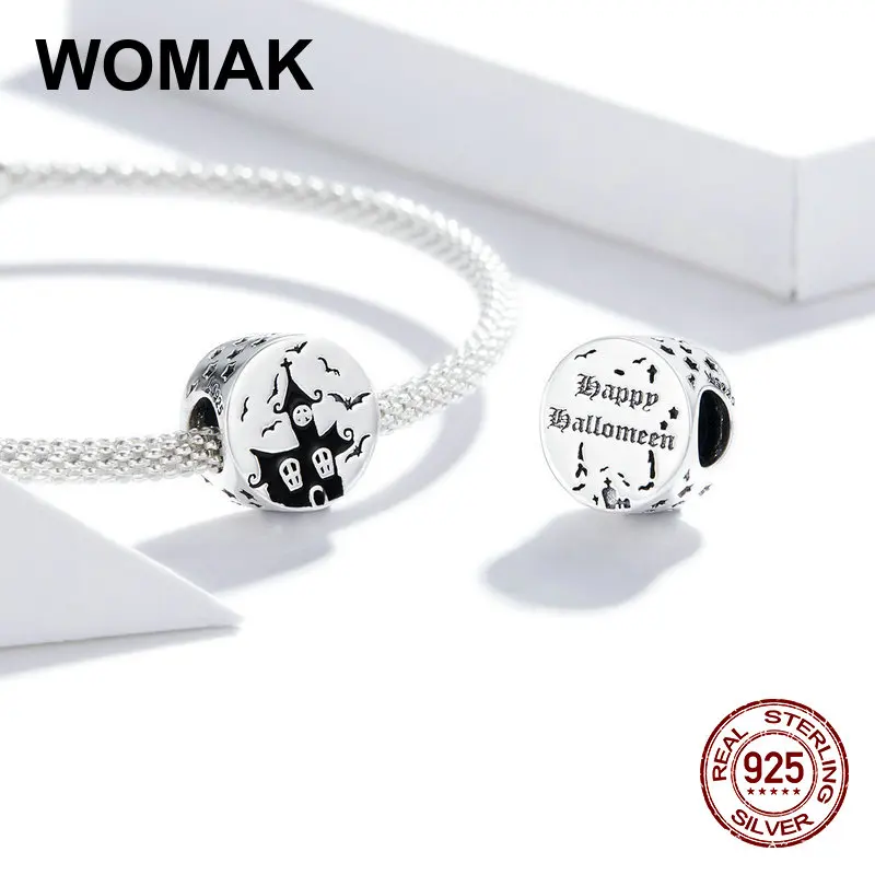 Женские Подвески в виде замка-призрака круглые бусины из серебра 100% пробы