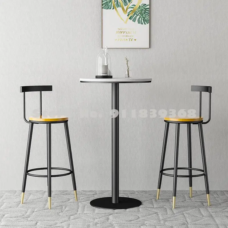 Solid Wood Bar Chair Modern Simple High Stool Family Back Milk Tea Shop Front Desk | Мебель