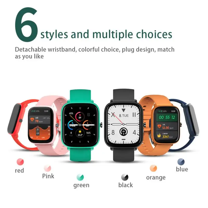 

2021 New Style 1.69 Inches Big Screen Smart Bracelet Multicolor Strap Smartwatch Fashion Sports Step Counting Heart Rate Blood