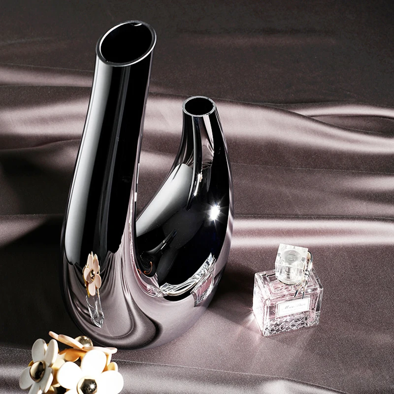 Современная посеребрённая U-образная стеклянная ваза для гостиной Искусство