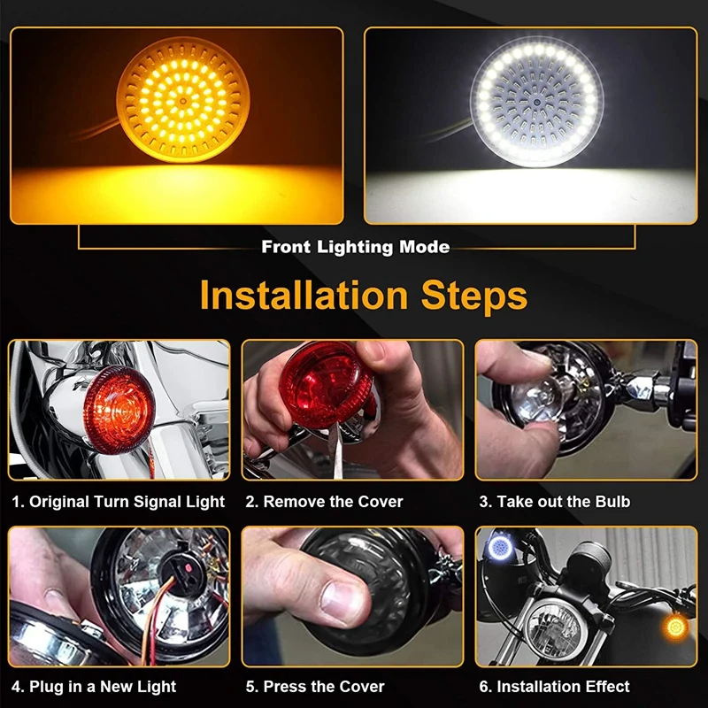 

1157 Front Turn Signal Light Bulb with Smoke Lens Cover,2 Inches LED for 1986-2020 White/Amber