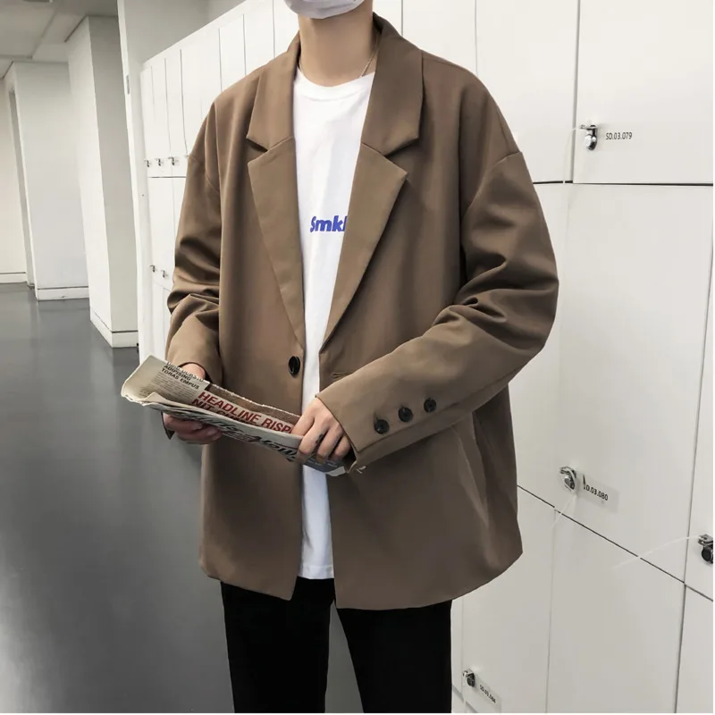 Весна-Осень 2019 новый молодежный однобортный костюм чистого цвета Мужская модная