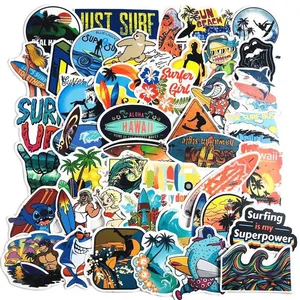 103050 pcs surf beach hawaii time beauty stickers for motorcycle skateboard bicycle luggage toy fridge phone helmet suitcase free global shipping