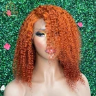 Парик из человеческих волос с имбирным апельсиновым кружевом спереди, кудрявый, цветной, фронтальный, HD, прозрачный, с кружевом, 13x6, предварительно выщипанный парик для женщин Na Beauty