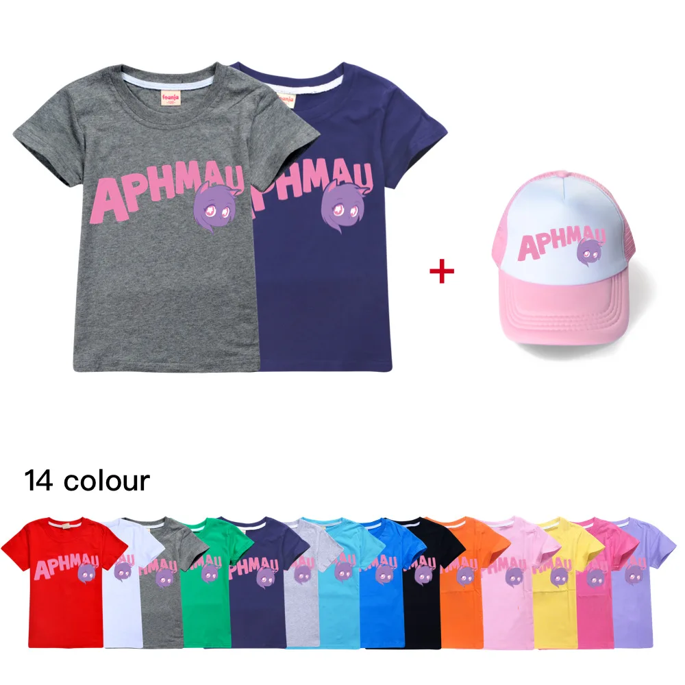 

APHMAU Children Short Sleeve T-shirt Hat for Boys and Girls In Summer Graphic T Shirts Boutique Kids Clothing Costumes for Teens