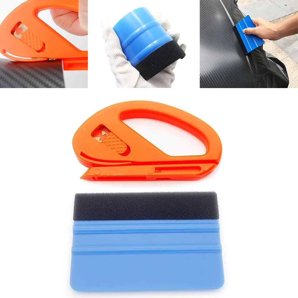 

2PCS Car Vinyl Packaging Tool Set Film Cutter Window Coloring Auxiliary Tool Felt Squeegee Application Casement Tint Scraper