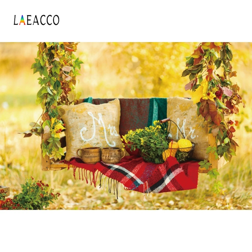 Laeacco фон для фотосъемки осенний пейзаж кленовые листья качели Гамак Подушка