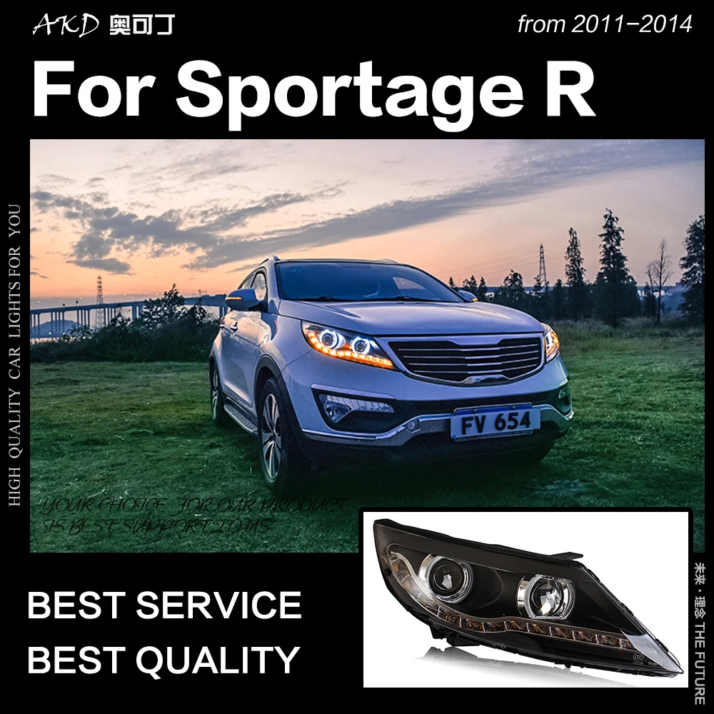 АКД стайлинга автомобилей Фара для Kia Sportage фары 2011 2014 R светодиодный задний фонарь