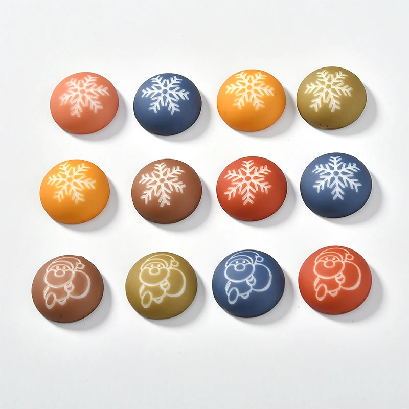 

Newest Flatback Resin Cabochons 60pcs/Lot 18mm Round Clay Beads Charms DIY Material Christmas Snowflake Santa Clause Cameo