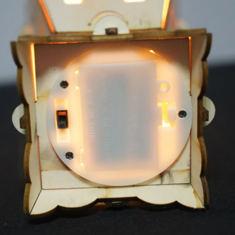 

Muslim Lanterns for Ramadan Wooden Glowing Night Light Decoration Crafts Coffee Table Decorative Centerpiece Set for Dining Tabl