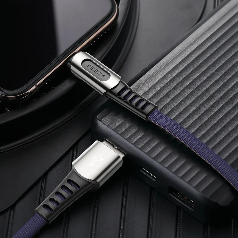 ROCK usb type C кабель 2.1A Быстрая зарядка и синхронизация данных шнур из цинкового сплава type-C телефонный кабель для samsung S10 Oneplus 7 Pro USB C провод