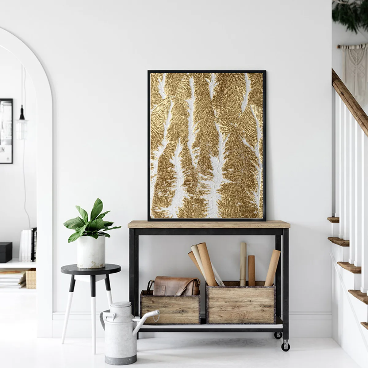 Современная Золотая текстура Холст плакат печать картина висячая стена домашний
