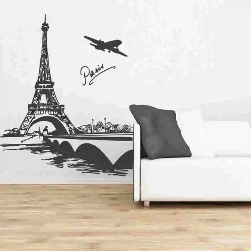 

Eiffel Tower Skyline Decal Wall Sticker Vinyl Stickers Decor Mural Art Living Room Home Decoration Landmark Paris Wall Decal